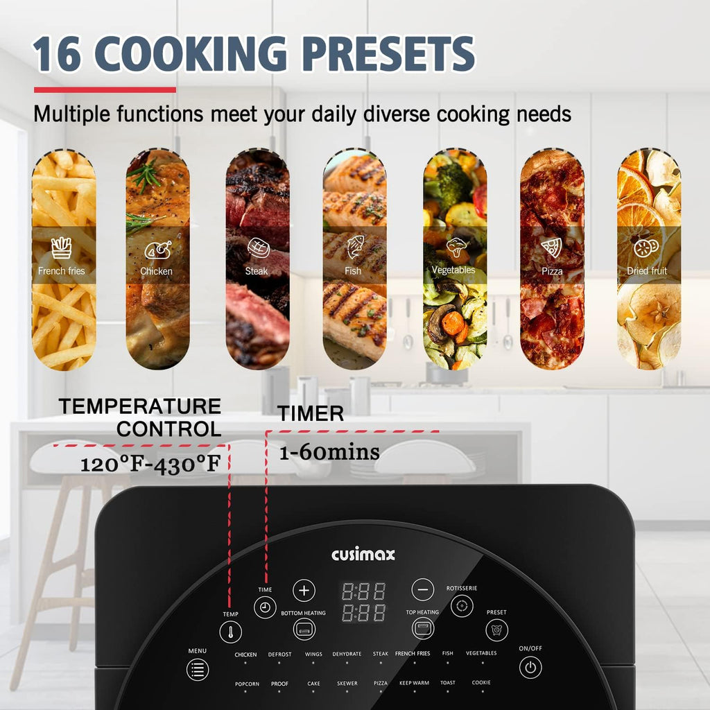 15.5 Quart Air Fryer Toaster Oven with Rotisserie & Dehydrator, Black Z335191