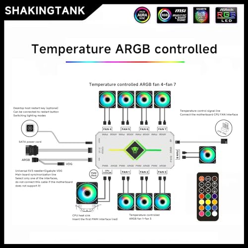 Black 9 Port ARGB PWM Fan Hub X624841