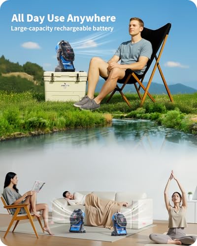 Portable Battery Operated Fan, 20000mAh Rechargeable Camping Fan with LED Lantern S591