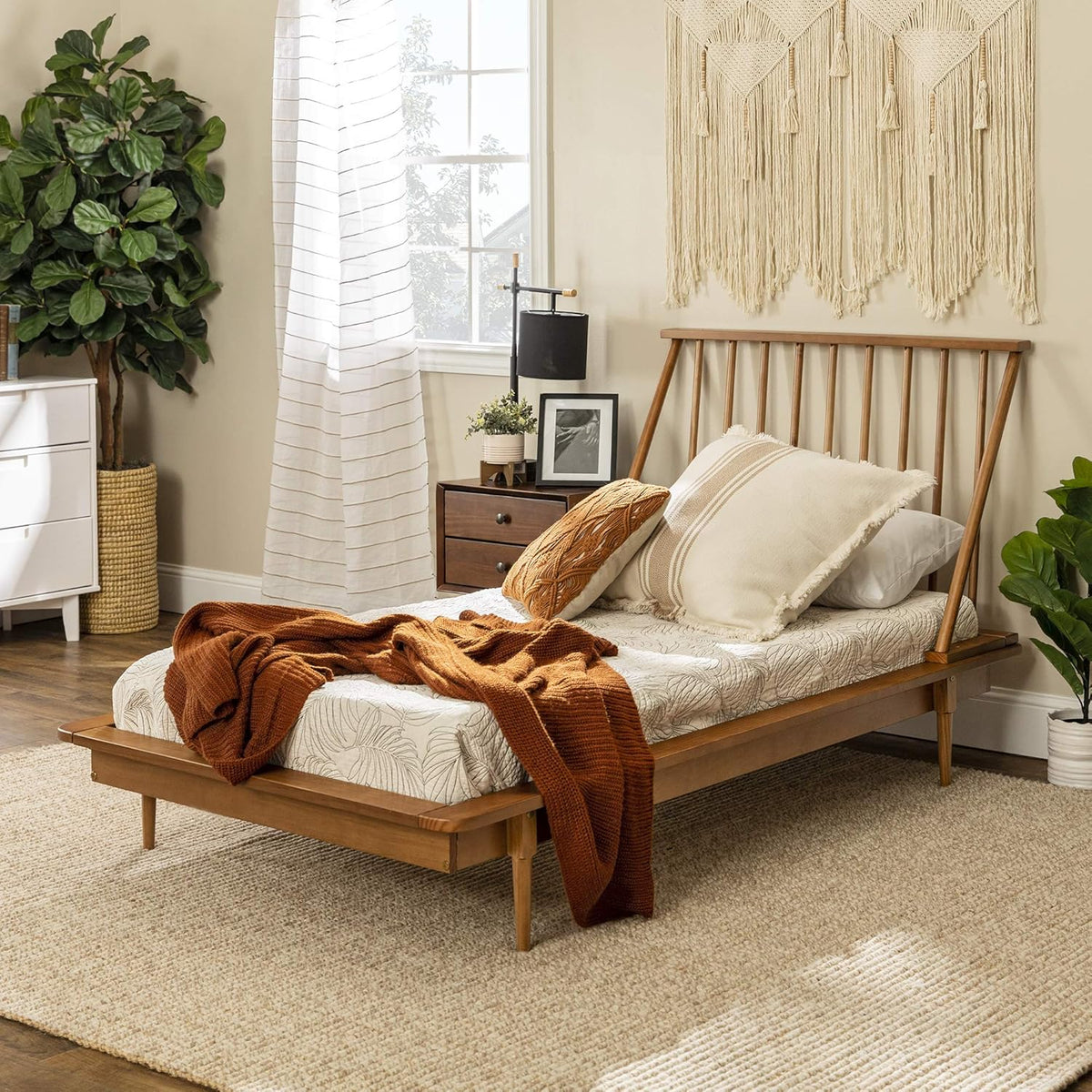 Twin Caramel Solid Wood Platform Bed C7438