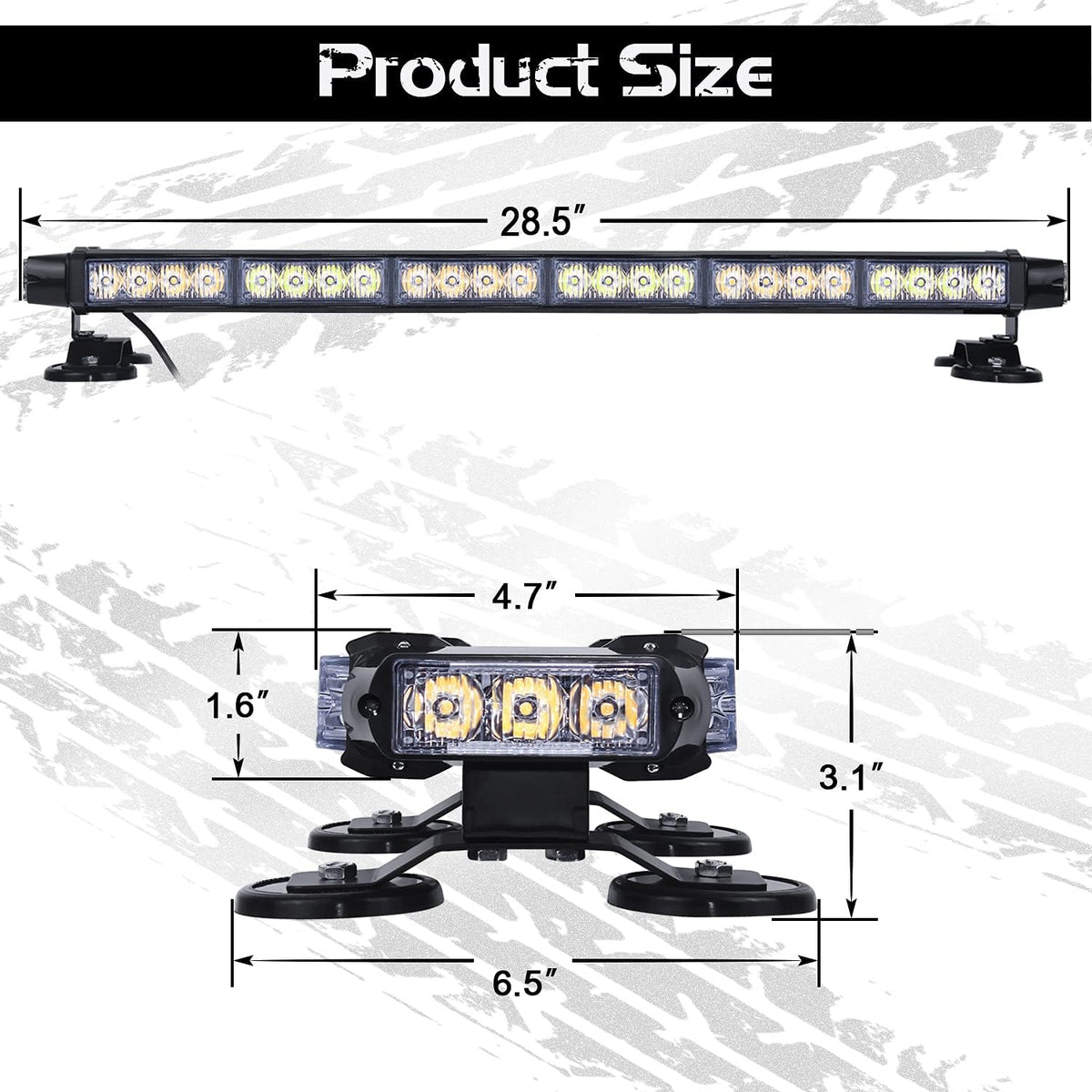 LED Strobe Light Bar 28.5'' 54 LED Emergency Warning Lightbar with Strong Magnetic and 16ft Cable Z985