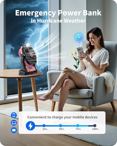 Portable Battery Operated Fan, 20000mAh Rechargeable Camping Fan with LED Lantern S591