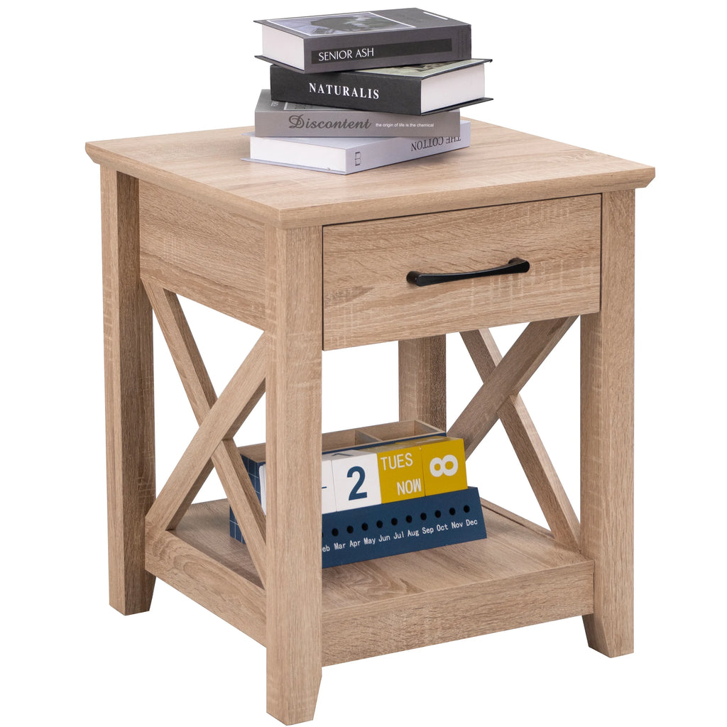 Farmhouse X-Design End Table with Storage Drawer L83591