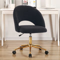 Black Faux Sherpa Upholstered Swivel Home Office Chair E444163