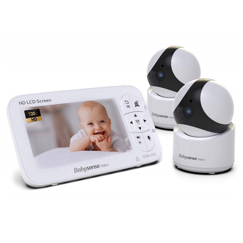 White 5 inch LCD Video Baby Monitor with 2 Cameras C361949