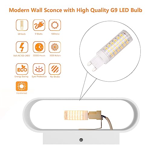 Black LED Wall Sconces 1 Pack Hardwired Up and Down Wall Mount Light Warm White 3000K with G9 Bulbs M50878