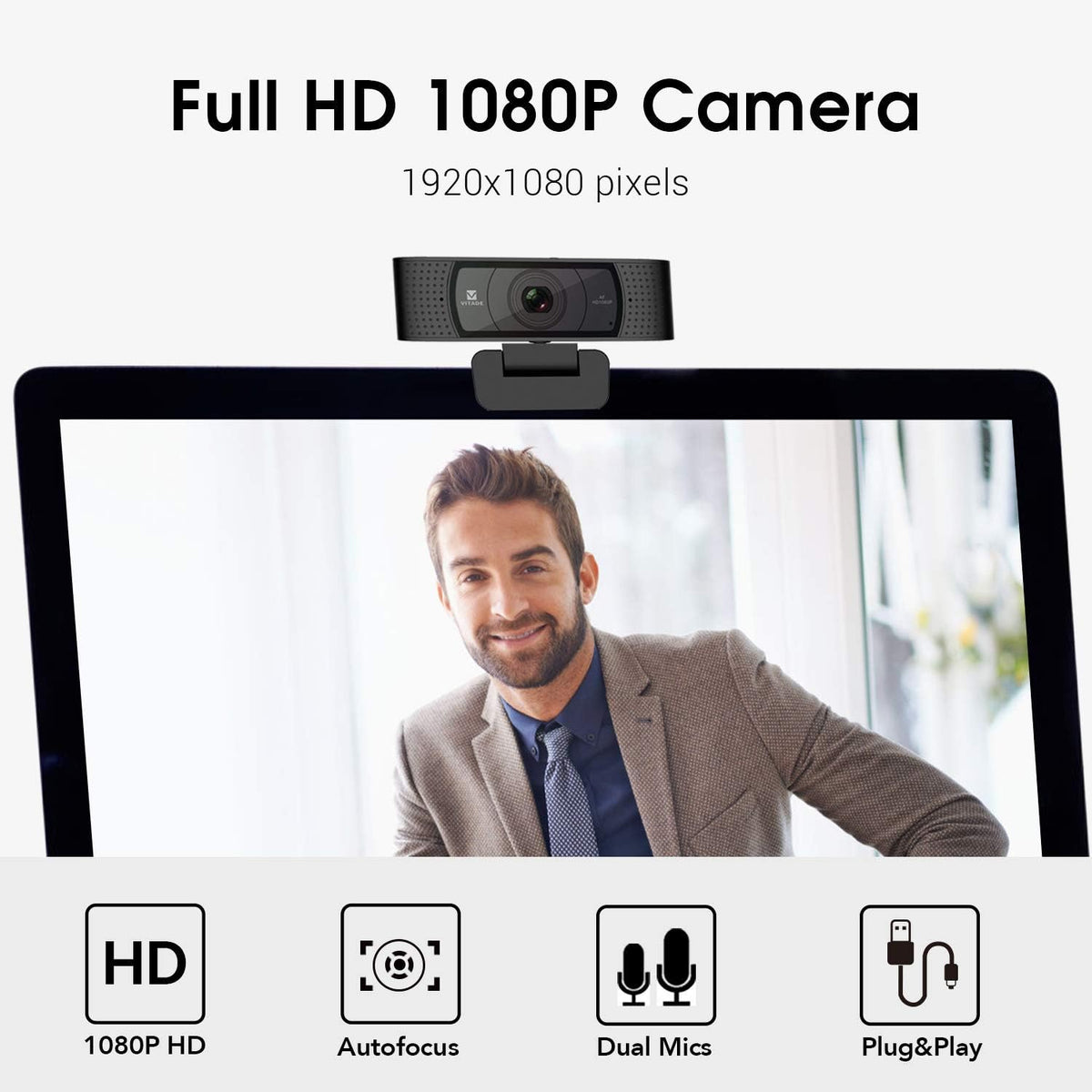 1080P Webcam with Microphone F163