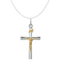 18K Gold Rhodium-Plated Sterling Silver Crucifix Charm Pendant with Sterling Silver Cable Chain Necklace 18'' W38092