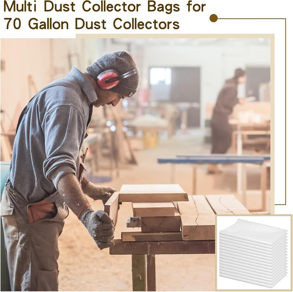 15 Pieces 39.37 x 31.5 Inch Plastic Clear Dust Collector Bags 70 Gallon Y651601