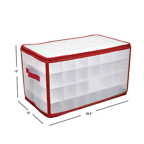 64 Compartment Zippered Christmas Ornament Box with Handles U97165