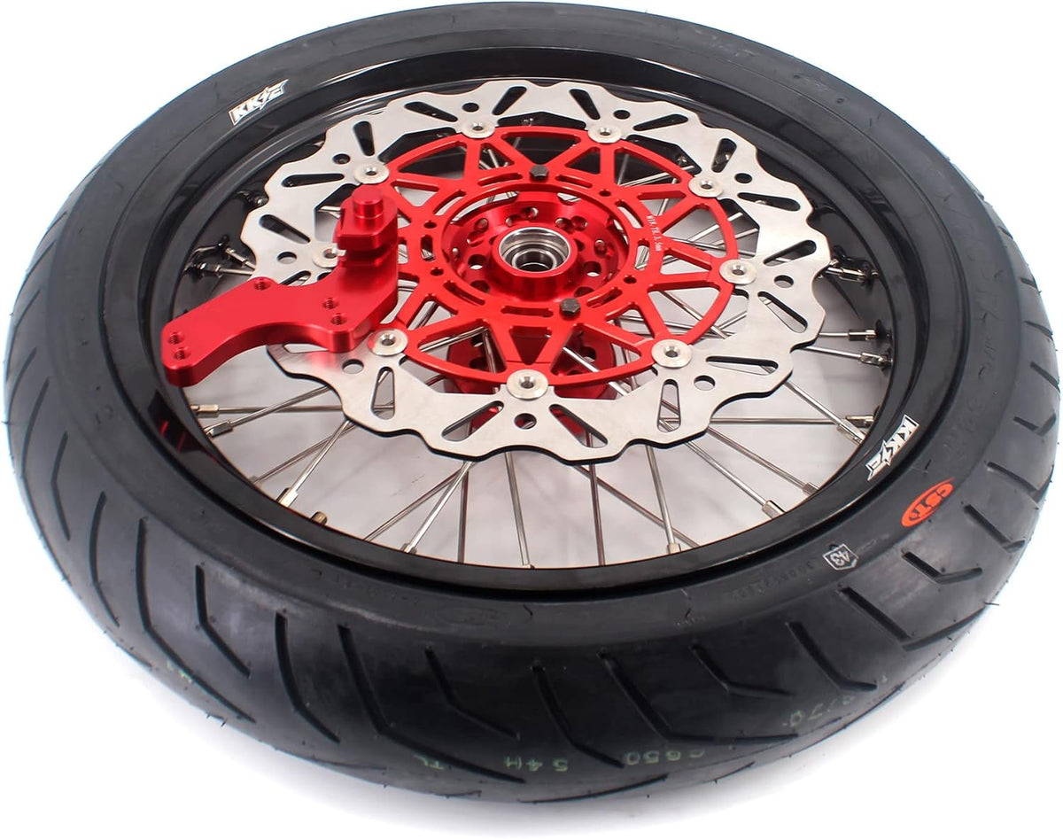 Red Hub Supermoto Wheels with CST Tires Z2460