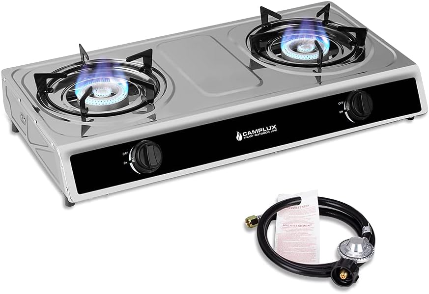 Stainless Steel 2 Burner Camping Stove with Auto Ignition C258
