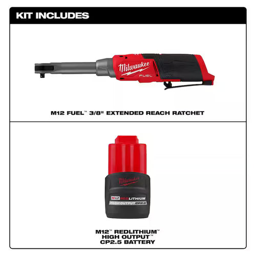 12V Lithium-Ion Brushless Cordless 1/4 in. Extended Reach Ratchet with 2.5 Ah Battery Pack E99636