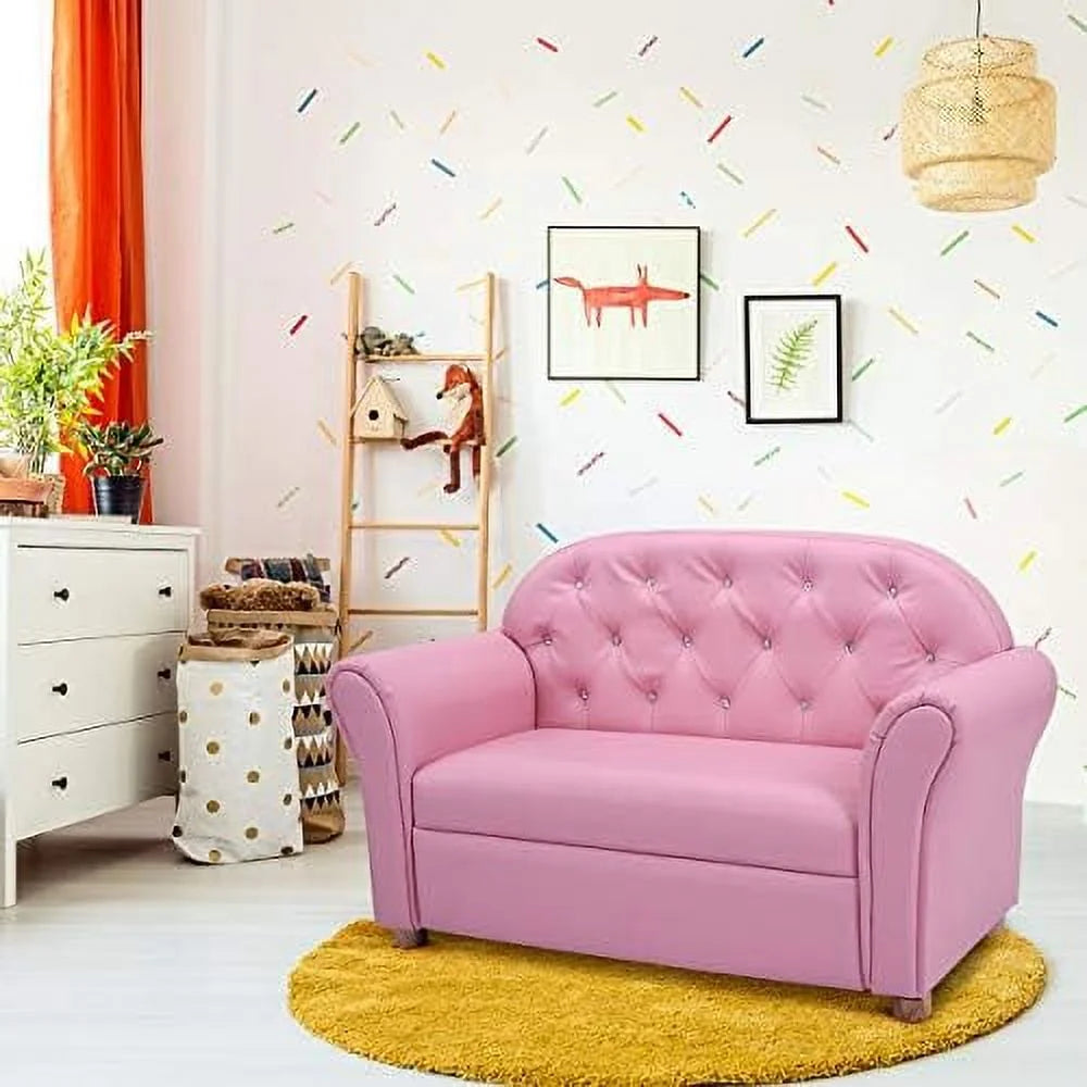 Pink PU Leather Sofa with Wood Construction G927