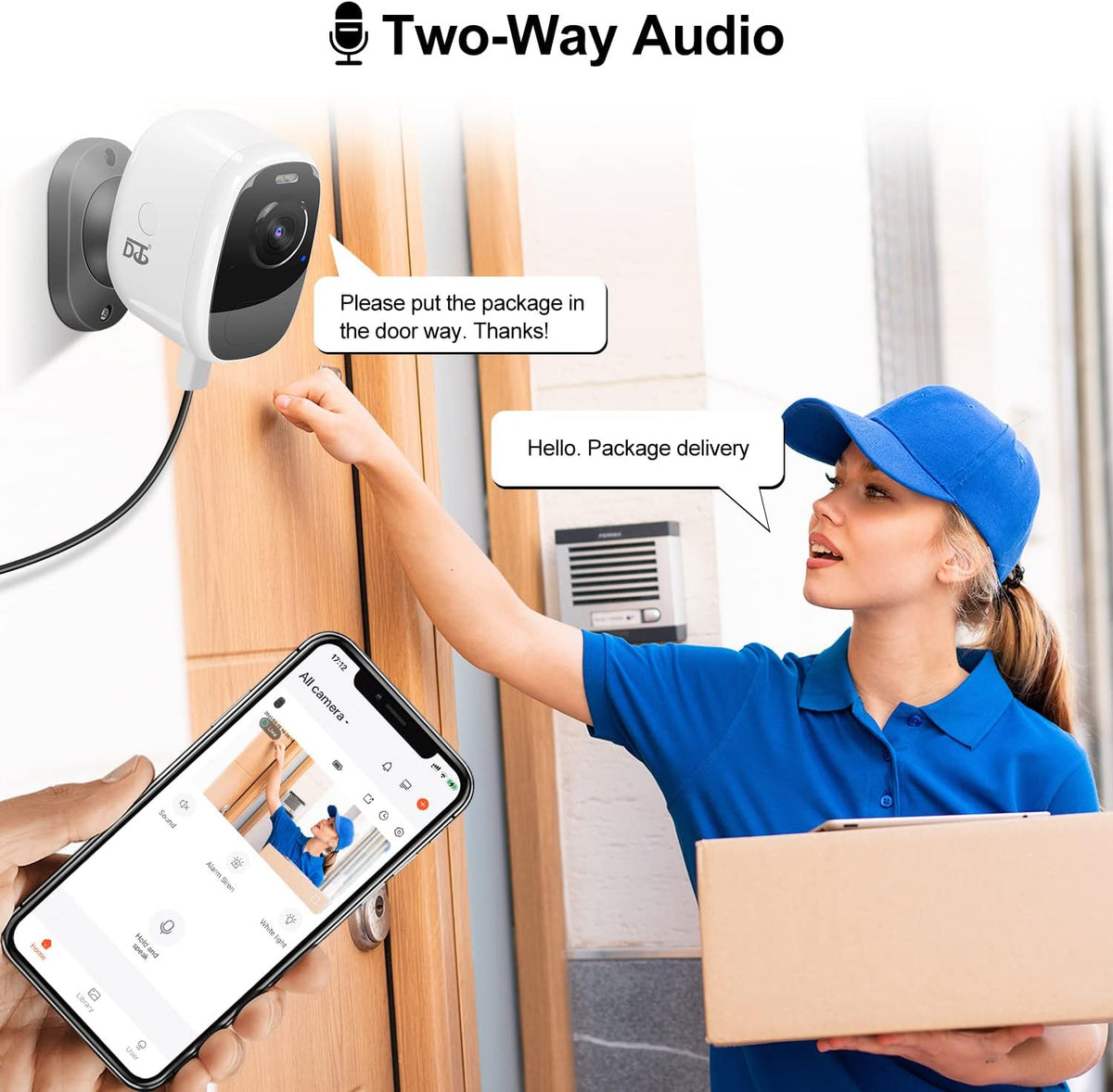 Wireless Outdoor Security Camera with Solar Panel, 1080P Color Night Vision, PIR Motion Sensor, Siren Alarm, 2-Way Audio, Waterproof J9341