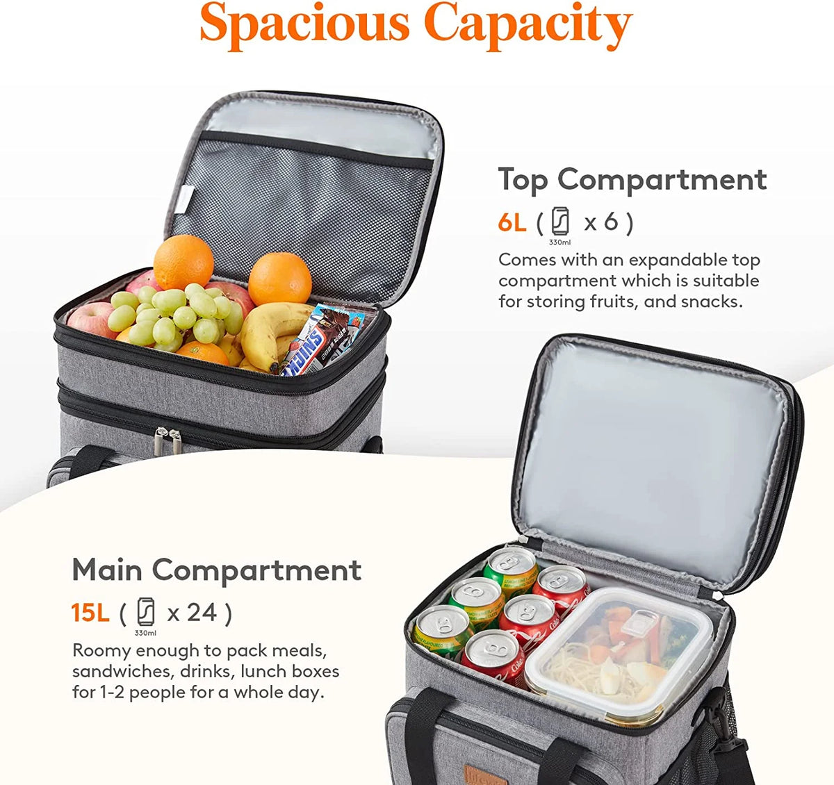 Grey Insulated Lunch Bag 21L X261