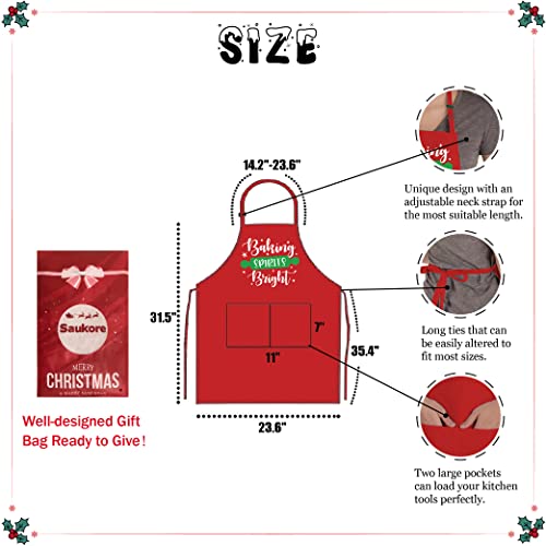 Christmas Baking Apron with 2 Pockets L810