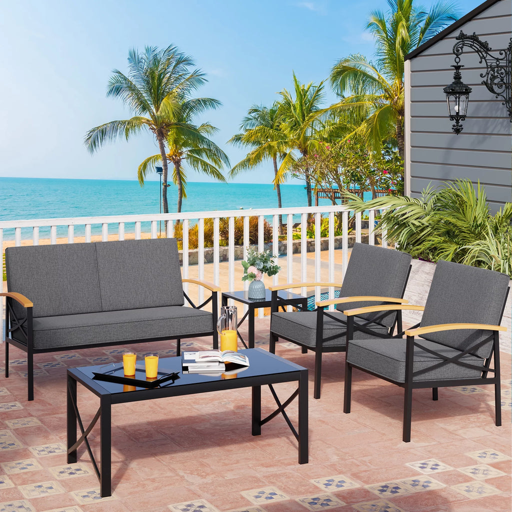 5 Piece Patio Conversation Sectional Set J768864