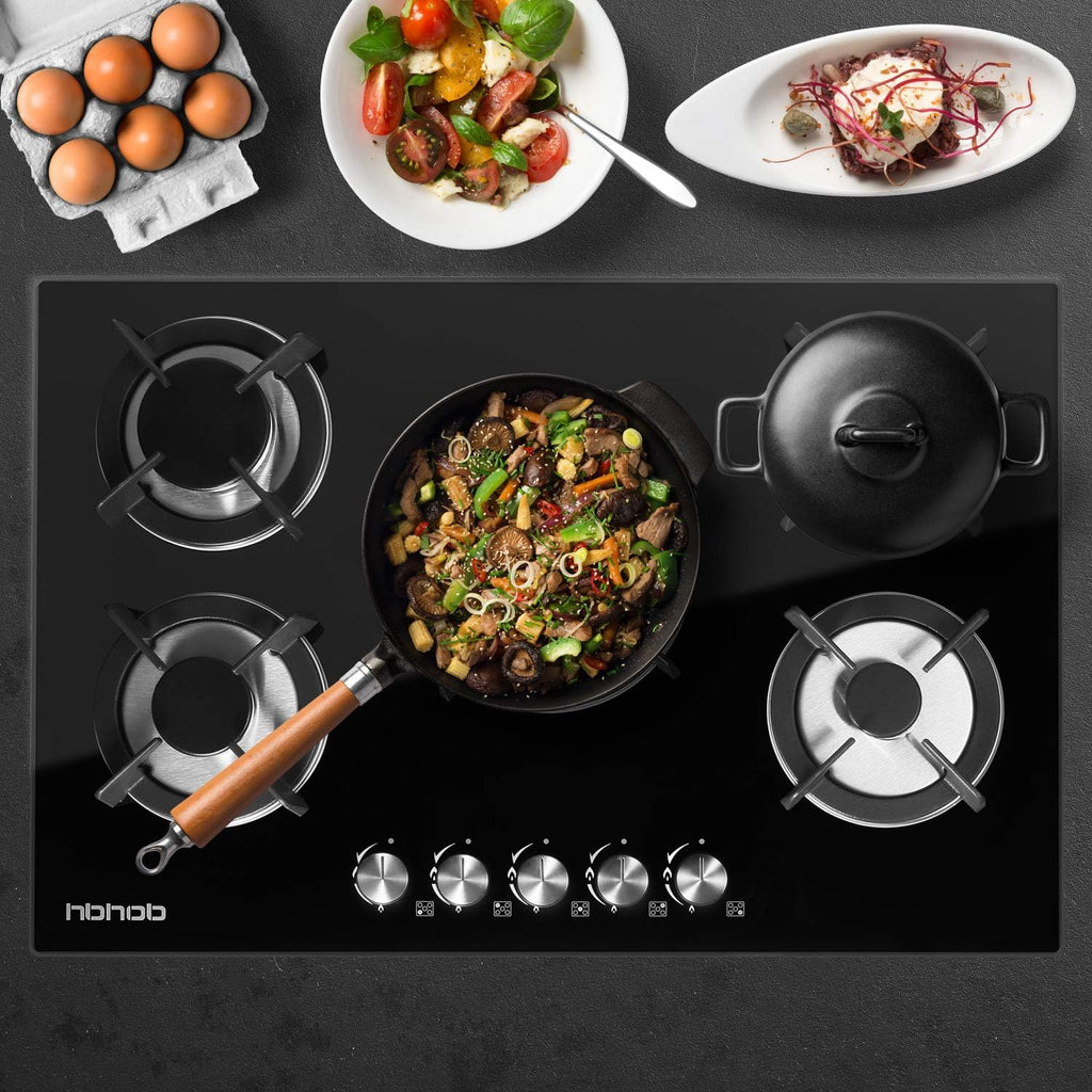 5 Burners Built in Gas Cooktop with Cast Iron Grate A563