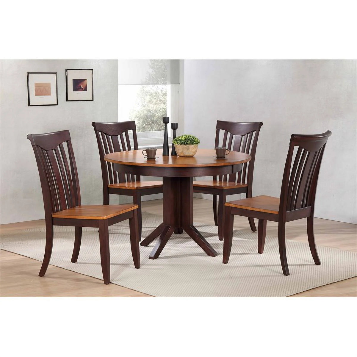 5 Pc Slat Back Rubberwood Dining Set J56950