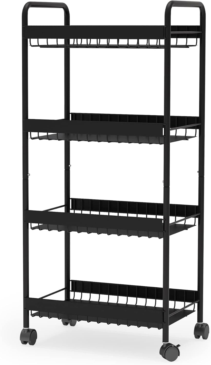 4-Tier Metal Rolling Utility Cart with Wheels U423647