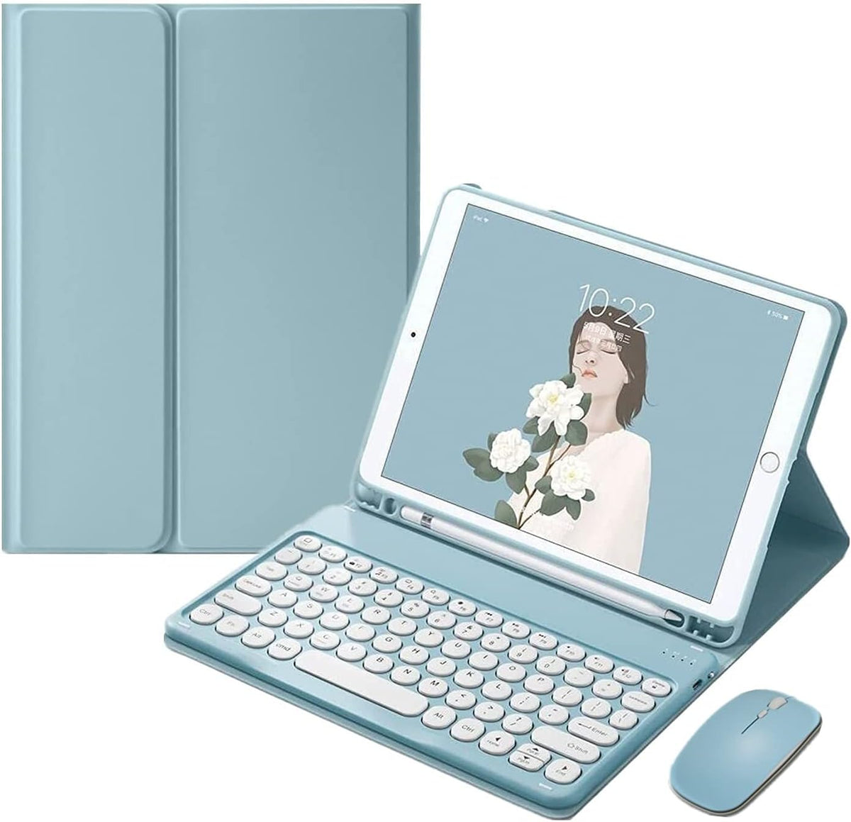 MintGreen Detachable Keyboard Case for iPad Air 5 10.9 inch T890