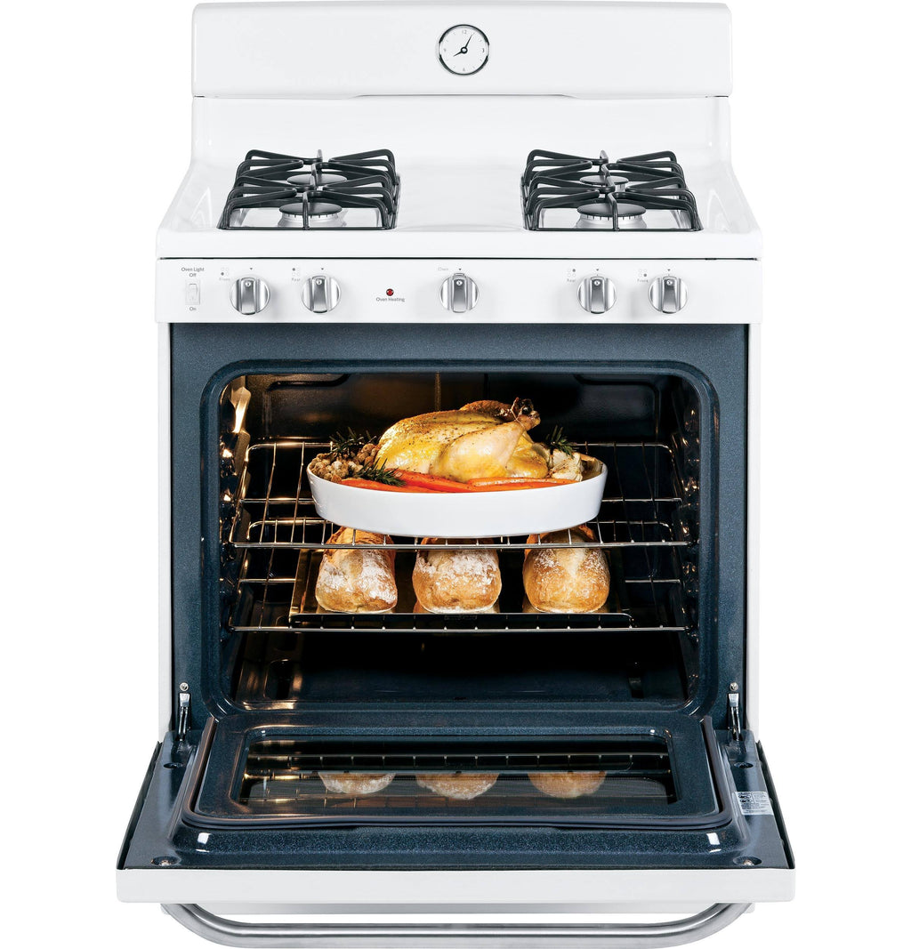 White Freestanding Gas Range with Broiler Drawer D945