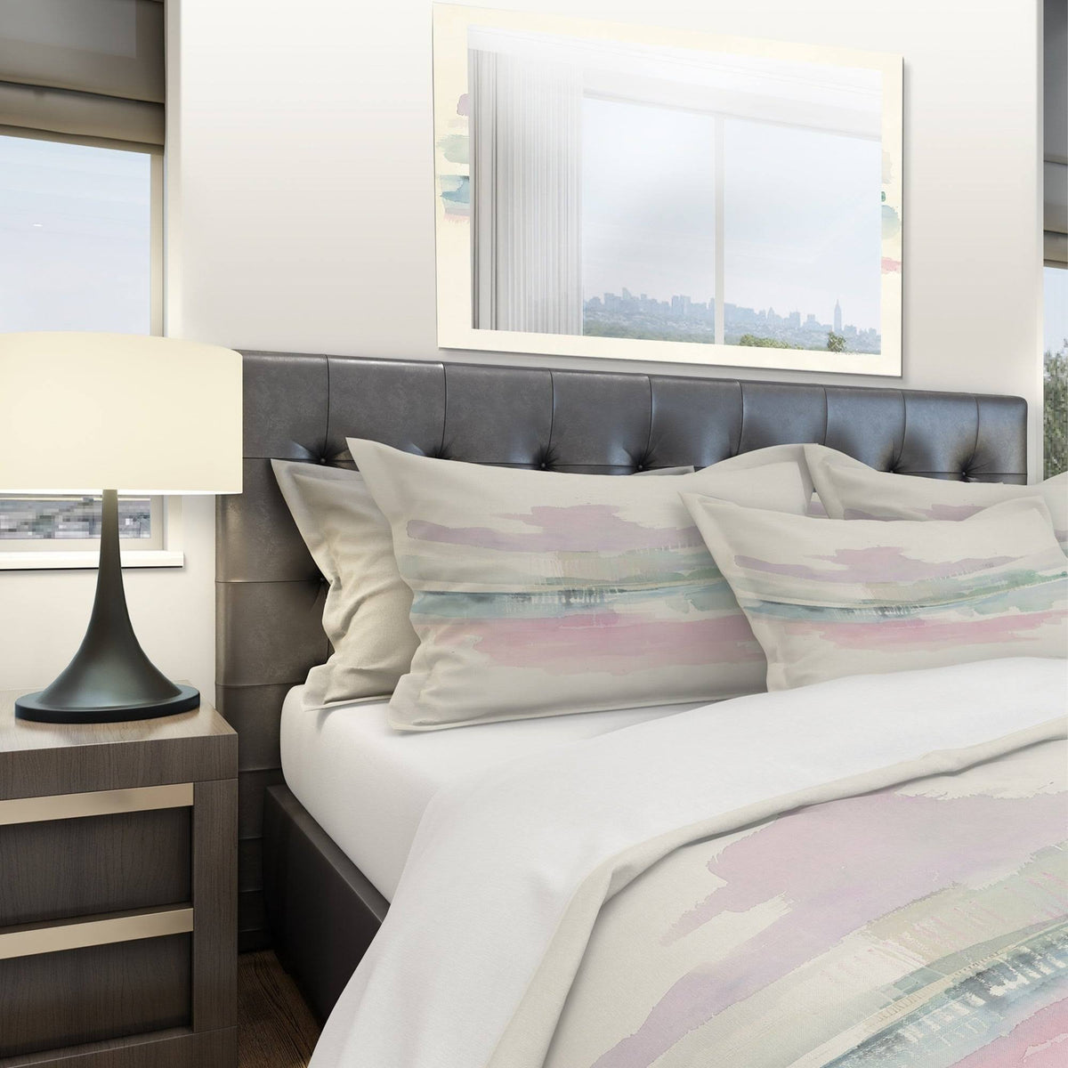 Pink Geometric Bedding Set Twin Duvet Cover with Sham J25912