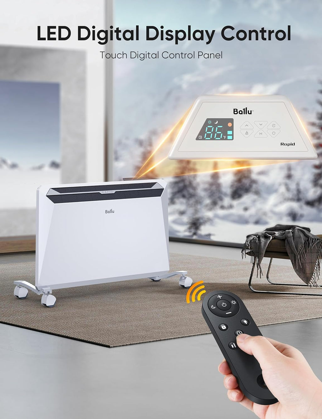 1500W Convection Space Heater with Remote and Timer D956