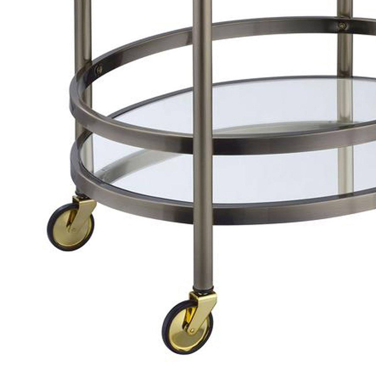 Oval Metal Serving Cart with Clear Glass T344