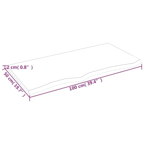 Solid Oak Wood Bathroom Countertop Light Brown Handmade Live Edge Vanity Top with Varnish Finish 15.7"x11.8"x(0.8"-1.6") D395265