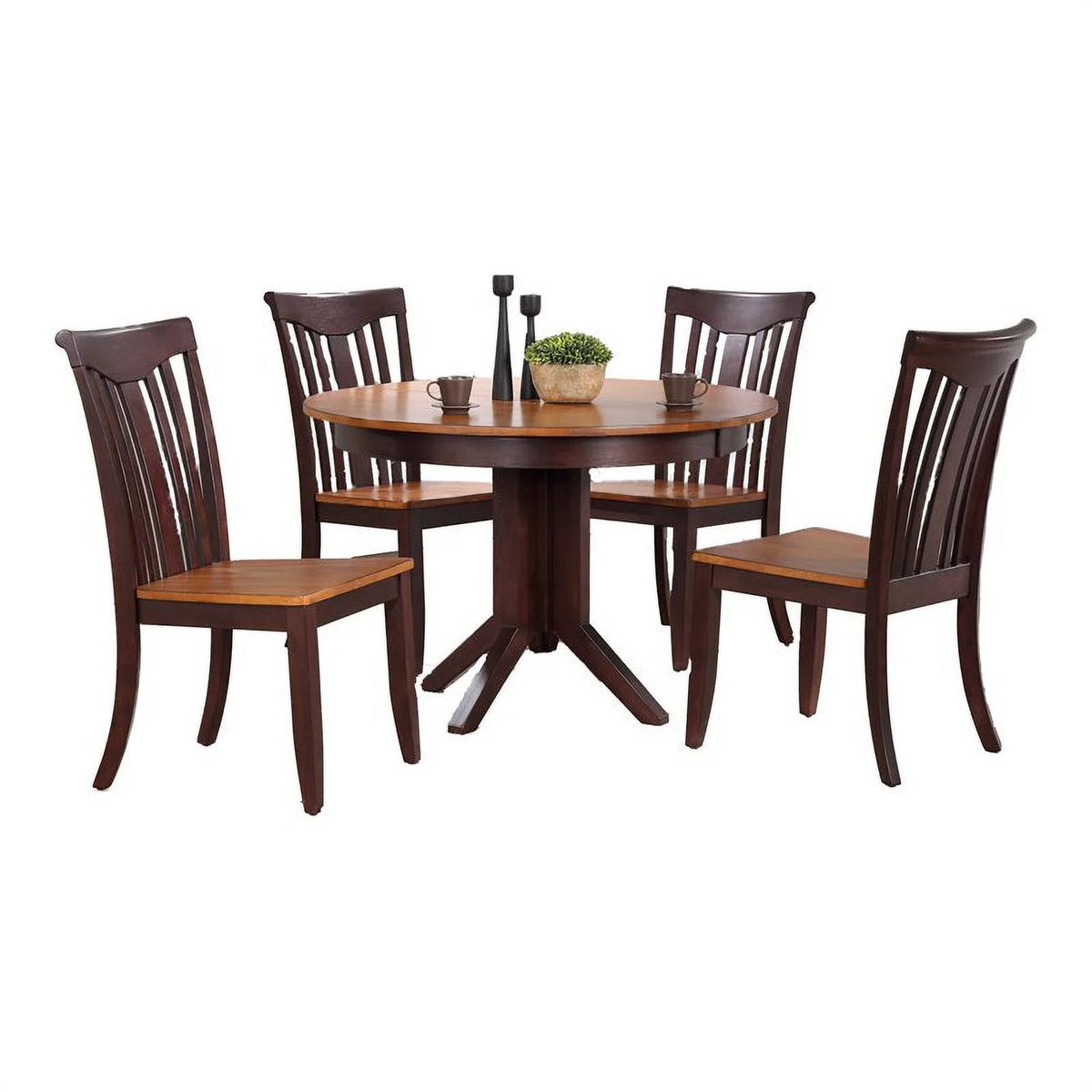 5 Pc Slat Back Rubberwood Dining Set J56950