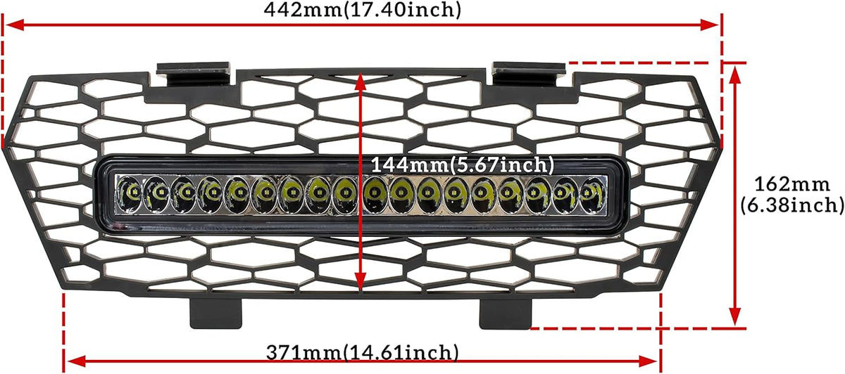 Mesh Grille with LED Light Bar for Polaris General 4 1000 M505457
