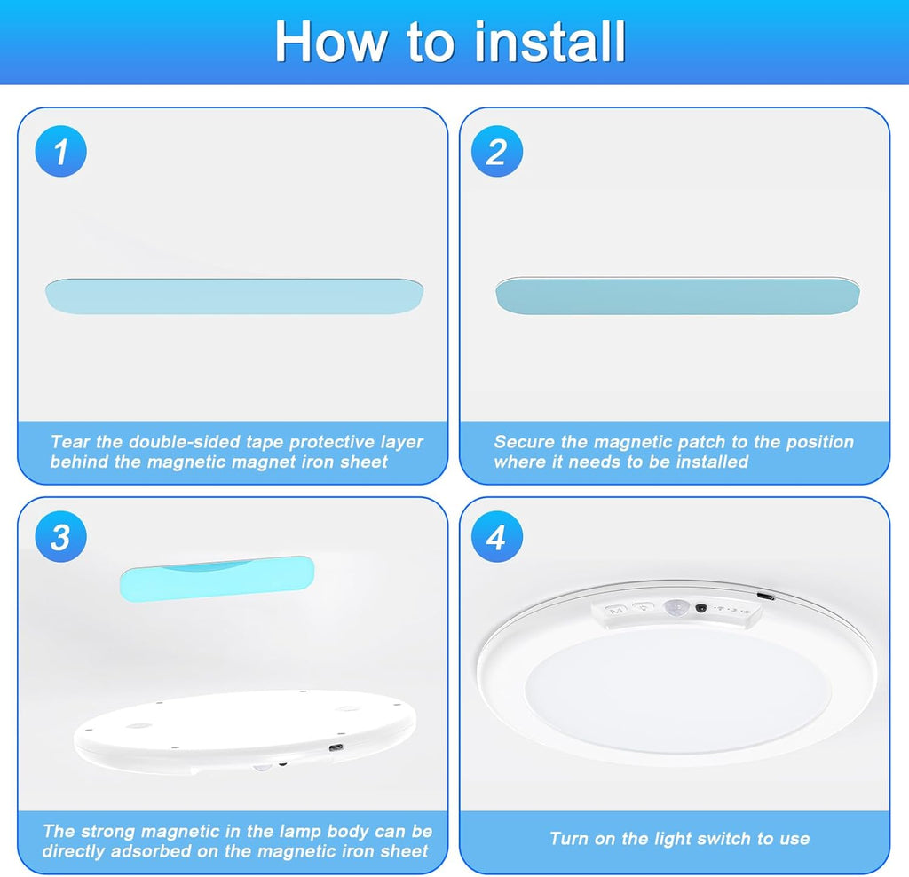 7.5 Inch 6500K Battery Powered Ceiling Light with Remote P33945