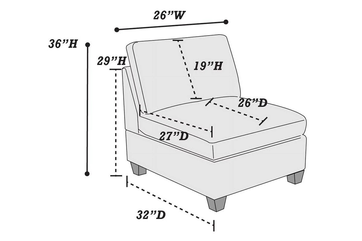 Grey Linen Like Fabric 6Pc Modular Sectional I7814