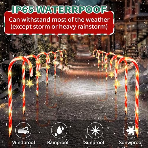 2PK 12 PCS 15FT Solar Candy Cane Lights T585
