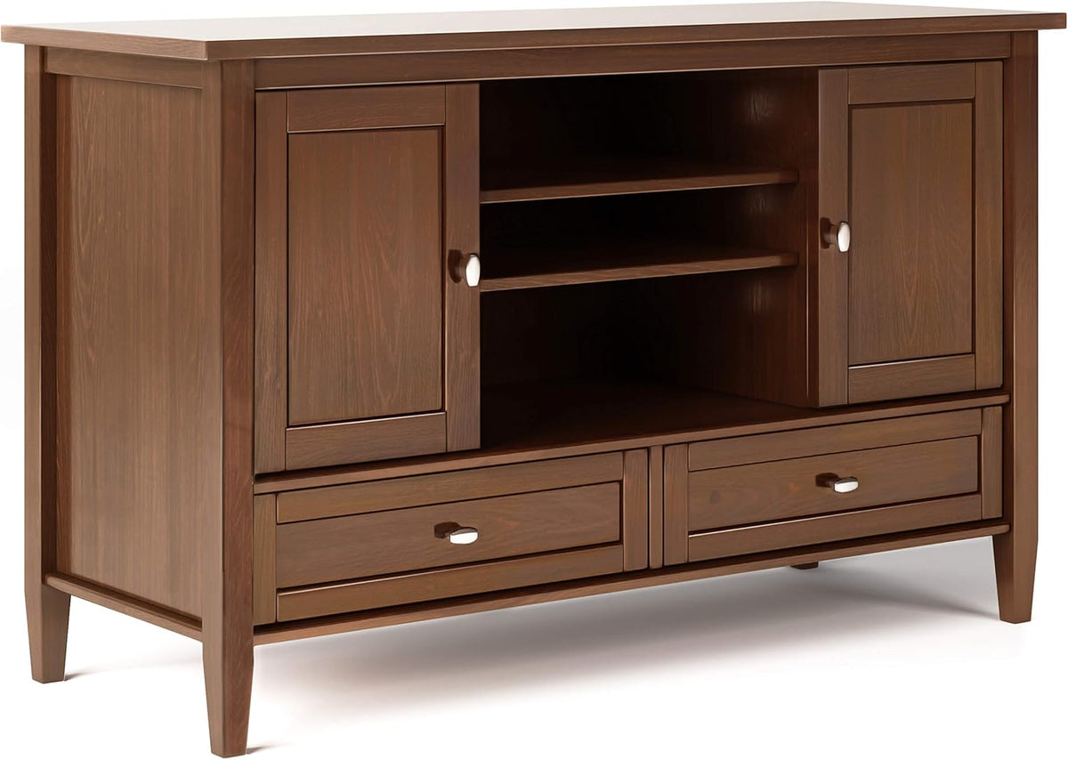 47 inch Wide Rustic Natural Aged Brown Solid Wood TV Media Stand H425