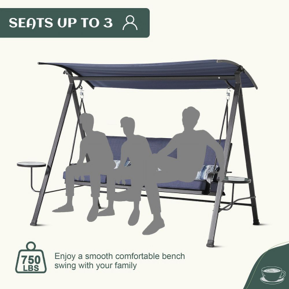 Blue 3-seater Porch Swing with Canopy P358439
