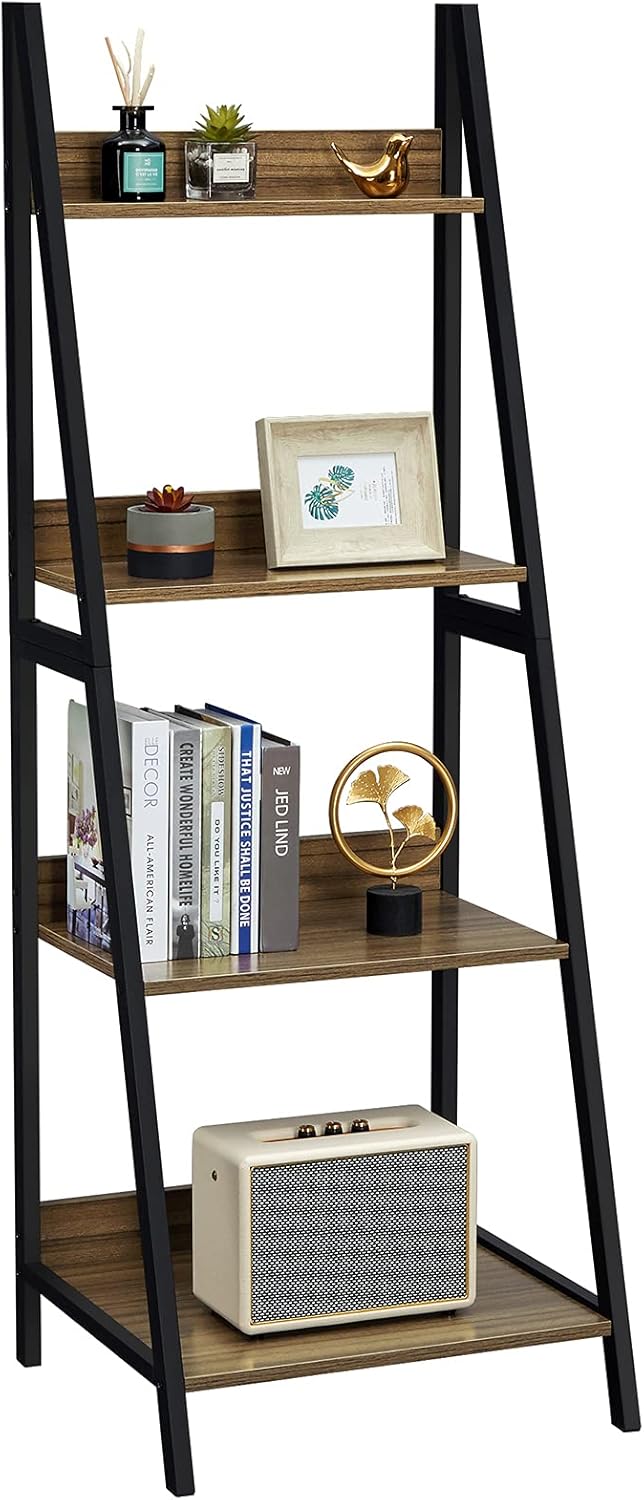 4 Tier Walnut Ladder Shelf Bookshelf Z711731