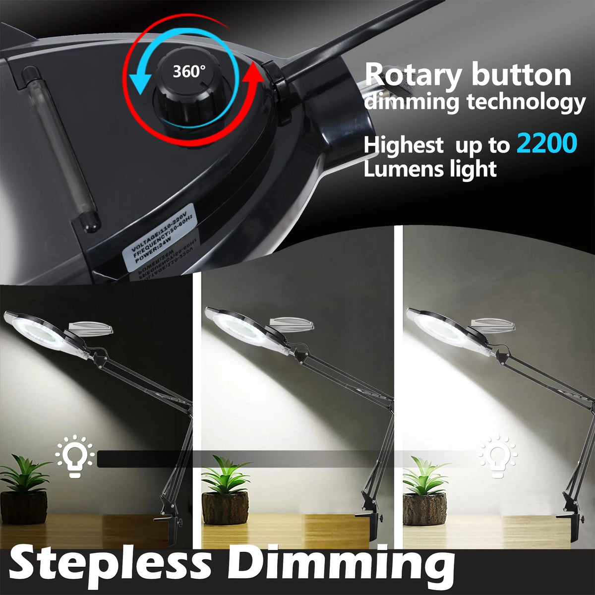5-10X LED Magnifying Desk Lamp with Clamp H29818