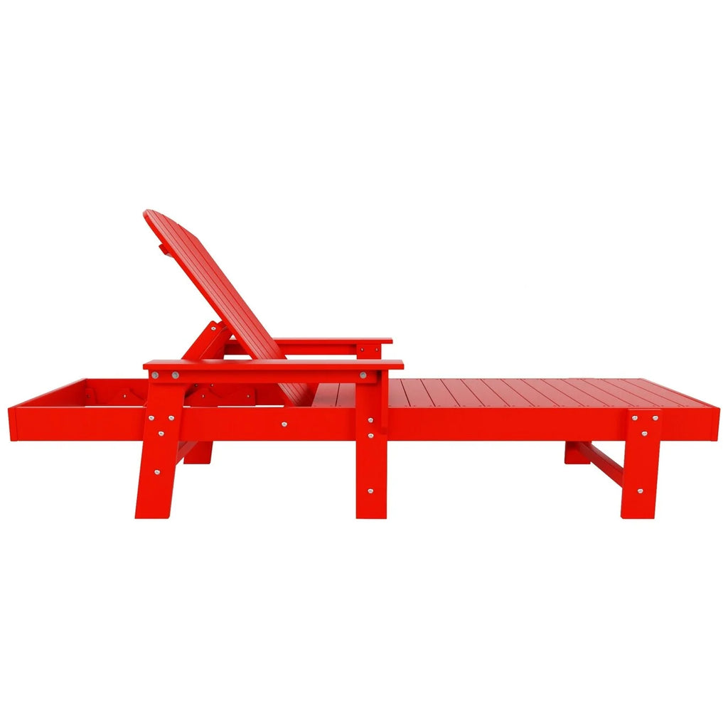 Red 3 Piece Reclining Chaise Lounge with Arms & Side Table B293140