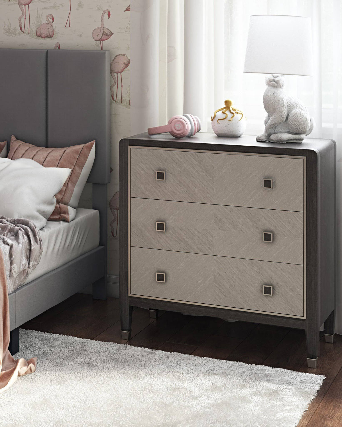 Oak Brown Three Drawer Accent Chest O895