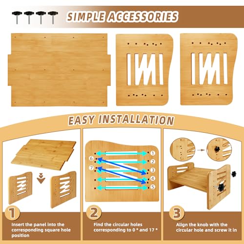 Bamboo Adjustable Under Desk Footrest with 7-Level Adjust N669