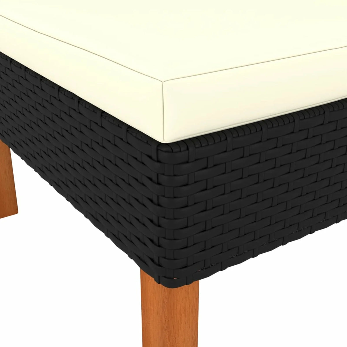 Cream White Black Poly Rattan Eucalyptus Wood Corner Sofa F315599