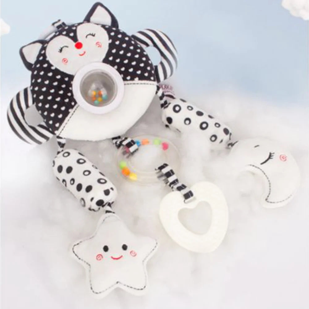 High Contrast Black and White Soft Plush Baby Rattle Toys X8553