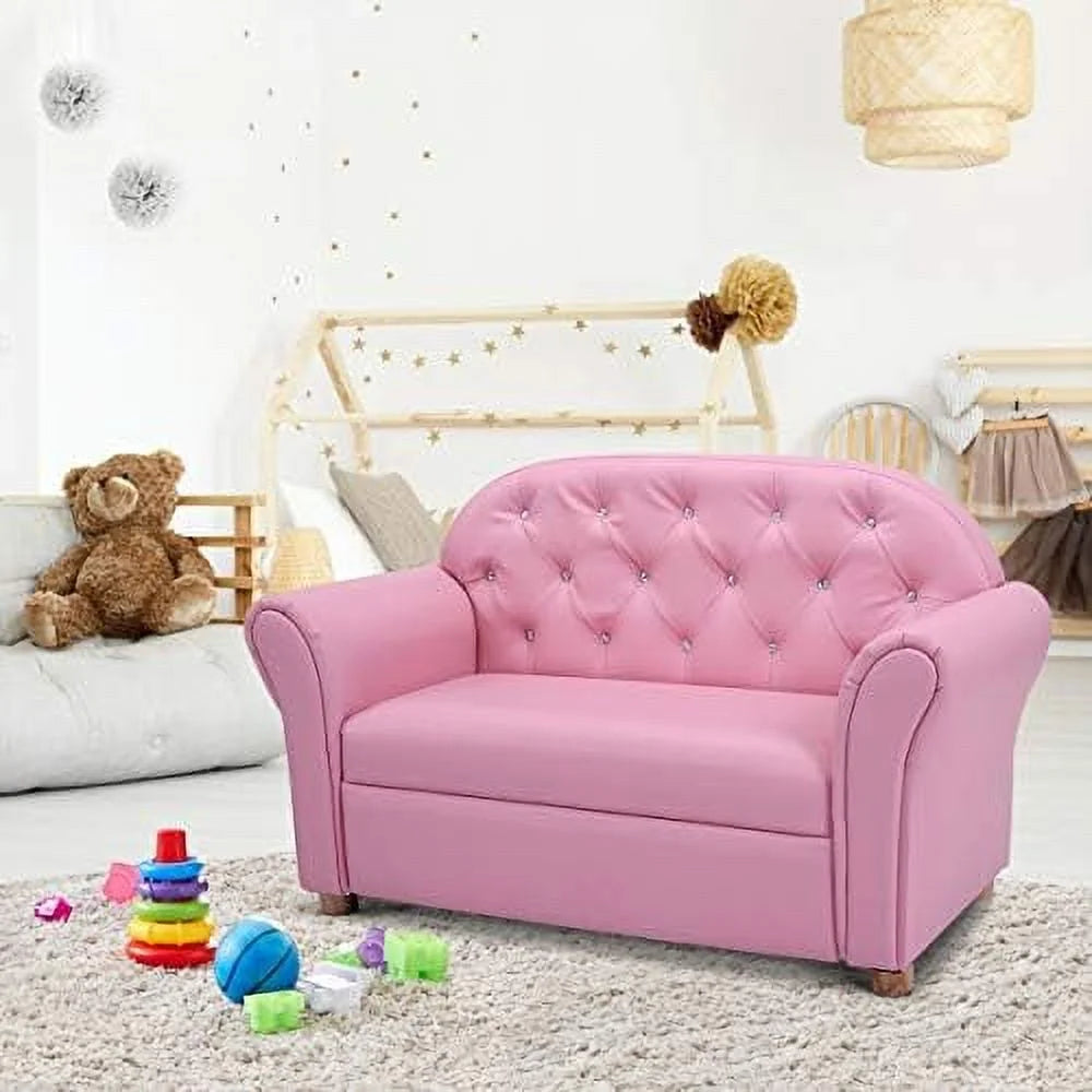 Pink PU Leather Sofa with Wood Construction G927