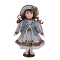 30cm Porcelain Doll Figure with Wood Stand Z37975