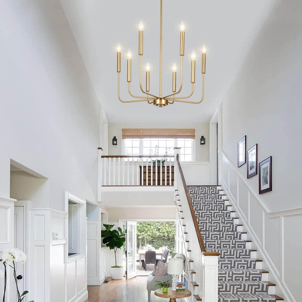 Gold 8-Light Candle Chandelier X9394