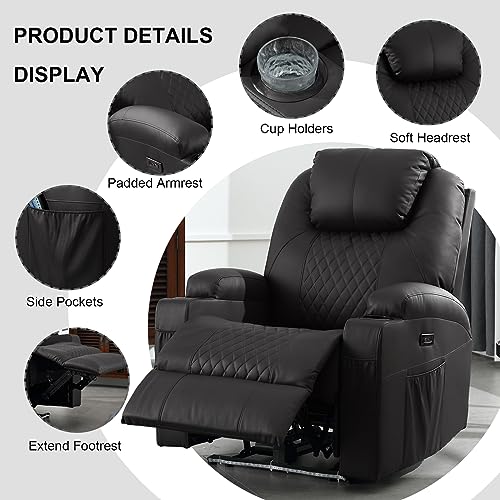 Brown PU Leather Power Recliner Chair with Heat and Massage J685510