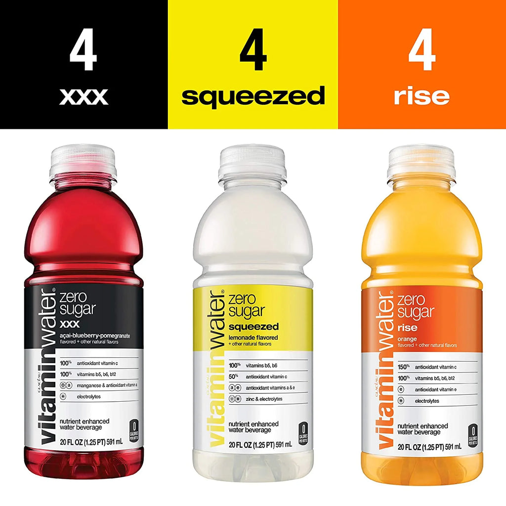 3 Flavor Variety Pack Nutrient Enhanced Flavored Water, 20 Fl Oz Bottles (Pack of 12) J28287